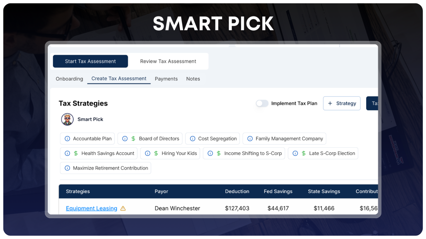Advanced tax management software generating optimized strategy scenarios for accounting firms