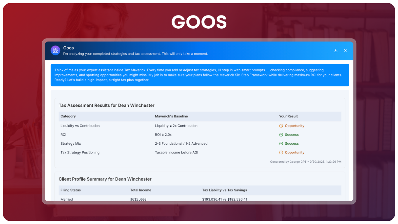 Automated client tax review system within professional tax assessment platform